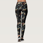 Whimsical Lang Haar Zwart Kat Kerstmis Pet Leggings (Achterkant)