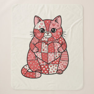 Whimsical Lapjeskat Met Hart Kunst Sherpa Deken