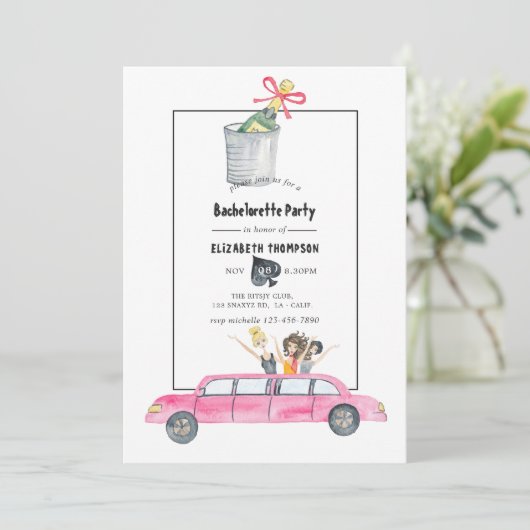 Whimsical Las Vegas Bachelorette Party Kaart (Staand voorkant)