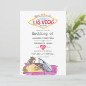 Whimsical Las Vegas Wedding Invitation Kaart (Staand voorkant)