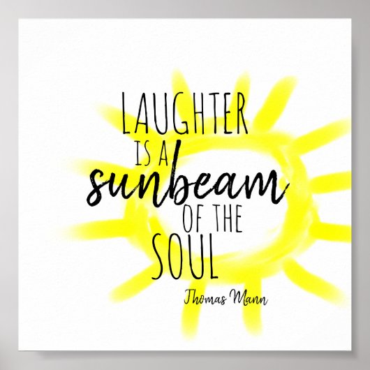 whimsical laughter quote yellow on white poster (Devant)