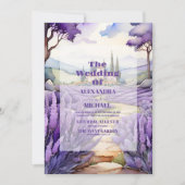 Whimsical Lavendel Bruiloft Kaart (Voorkant)
