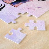 Whimsical Lavendel Roze Olifant 1e Verjaardag Legpuzzel (Zijkant)