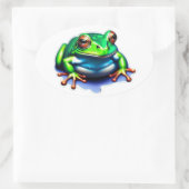 Whimsical Leap - Green Frog Ovale Sticker (Tas)