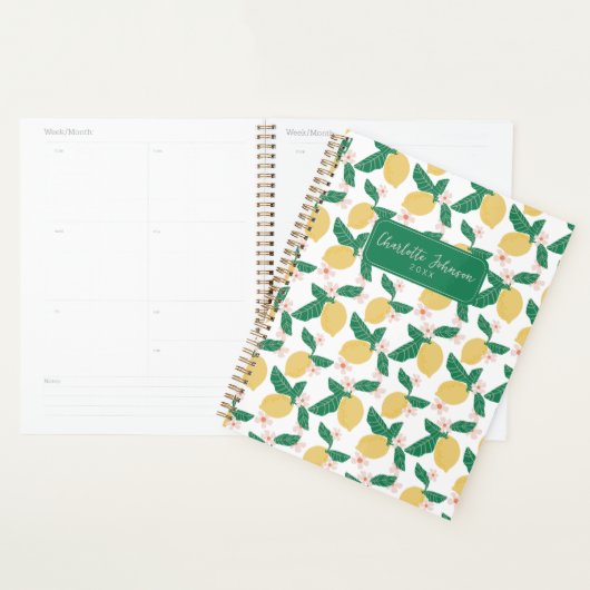 Whimsical Lemon Floral Personalized Planner (Display)