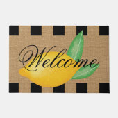 Whimsical Lemon Welcome Doormat – Faux Burlap Deurmat (Voorkant)