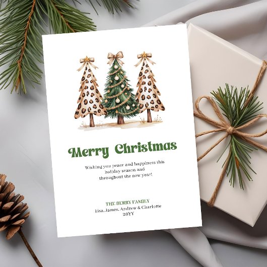 Whimsical Leopard Pattern Watercolor Christmas  Feestdagenkaart