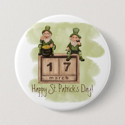 Whimsical Leprechauns St. Patrick's Day Ronde Button 7,6 Cm (Voorkant)