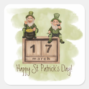Whimsical Leprechauns St. Patrick's Day Vierkante Sticker