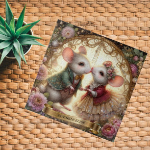 Whimsical liefde gepersonaliseerde muis paar bruil legpuzzel