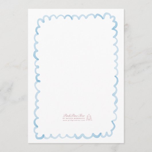 Whimsical Light Blauw Wit Wavy Lijst bruiloft Menu (Achterkant)
