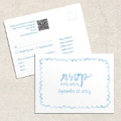 Whimsical Light Blue QR Code Maaltijdkeuzes RSVP Briefkaart