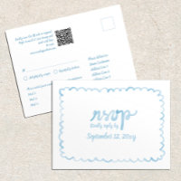 Whimsical Light Blue QR Code Maaltijdkeuzes RSVP