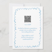 Whimsical Light Blue QR RSVP Code repetitie diner Kaart (Achterkant)