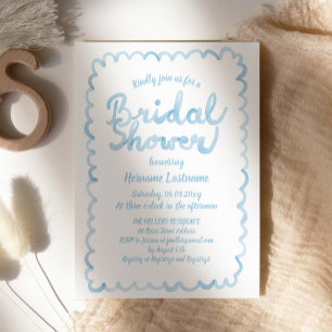 Whimsical Light Blue Waterverf Vrijgezellenfeest Kaart