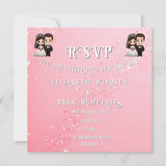 "Whimsical Light Rose Wedding Invitations Étincell (Devant)