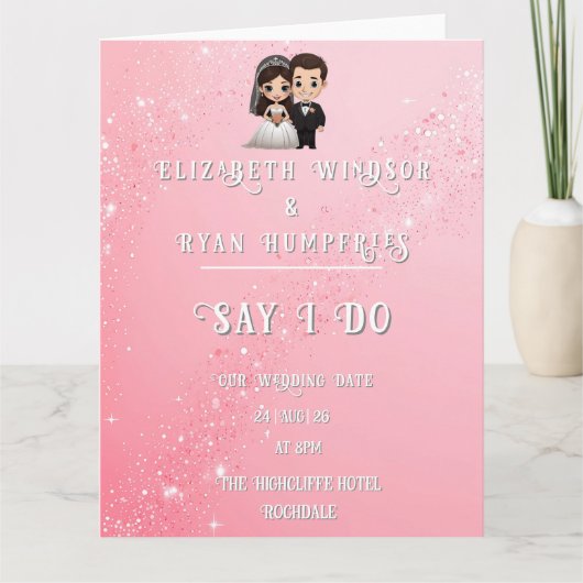 "Whimsical Light Rose Wedding Invitations Étincell (Devant)