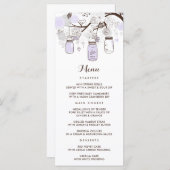 Whimsical Lila Mason Jars Floral Menu Kaart (Voorkant / Achterkant)