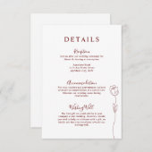 Whimsical Line Roos Details Enclosure Card Informatiekaartje (Voorkant / Achterkant)