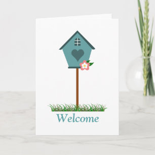 Whimsical Little Birdhouse Welkom Wenskaart Kaart