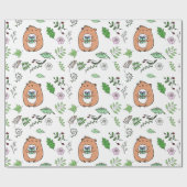 Whimsical Little Brown Beer and forest Leaves Cadeaupapier (Vlak)