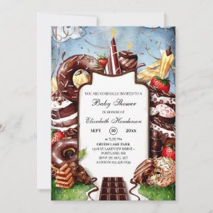 Whimsical Little Chocolate Baby shower Kaart