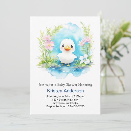 Whimsical Little Duck Boy Baby shower Kaart (Staand voorkant)