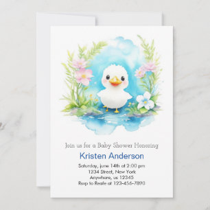Whimsical Little Duck Boy Baby shower Kaart