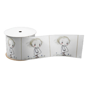 Whimsical Little Girl Doodle in Wildflowers Lint