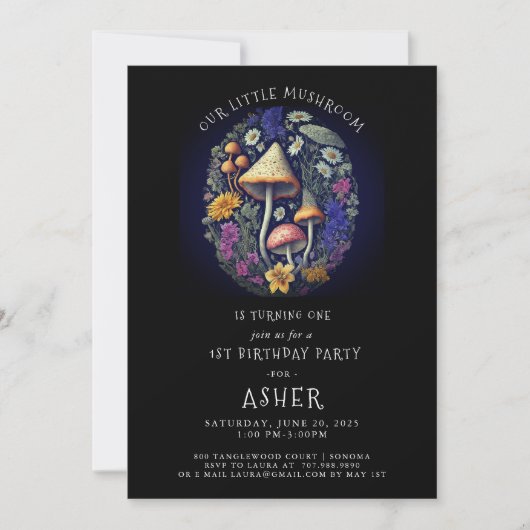 Whimsical Little Mushroom 1e verjaardagsfeestje Kaart (Voorkant)