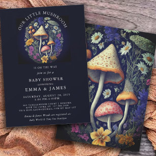 Whimsical Little Mushroom Baby shower Invitation Kaart