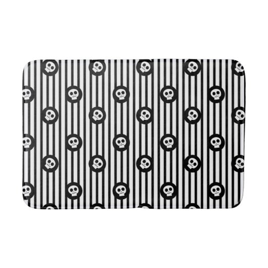 Whimsical Little Skulls Black & White Skull Badmat (Voorkant)