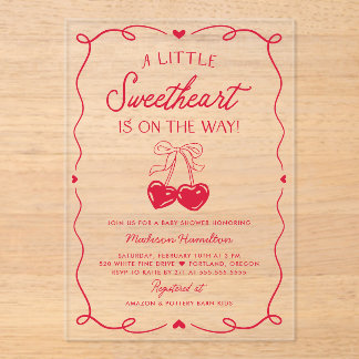 Whimsical Little Sweetheart Valentines Baby Shower Acryl Uitnodigingen