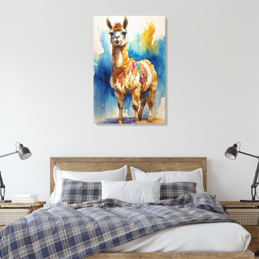"Whimsical Llama" Canvas Afdruk (Insitu (Slaapkamer))