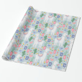 Whimsical Llama en Rainbow Cadeaupapier (Uitgerold)