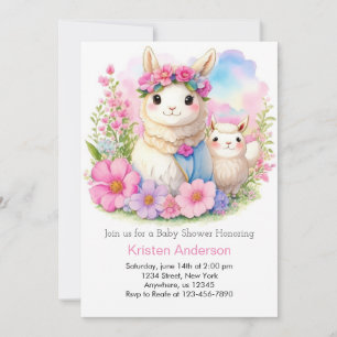 Whimsical Llama Meisje Baby shower Kaart