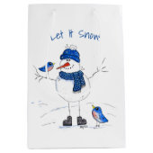 Whimsical Long-Legged Snowman Medium Cadeauzakje (Voorkant)