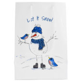 Whimsical Long-Legged Snowman Medium Cadeauzakje (Achterkant)