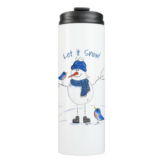 Whimsical Long-Legged Snowman Thermosbeker (Voorkant)