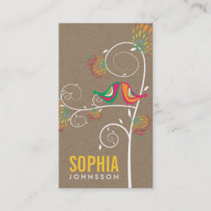 Whimsical Love Birds Bloemen Boutique Identiteit Visitekaartje