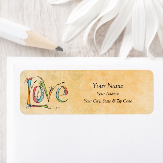 Whimsical Love Hand-Lettering Etiket (Insitu)