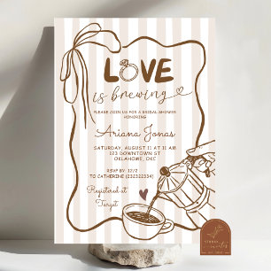 Whimsical Love is Brewing Coffee Bruidsfeest Kaart