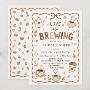 Whimsical Love is Brewing Coffee Bruidsfeest Kaart