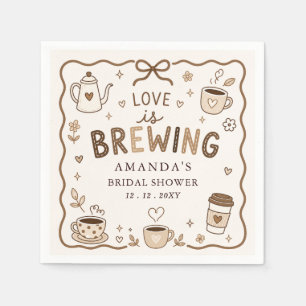 Whimsical Love is Brewing Coffee Bruidsfeest Servet