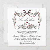 Whimsical Lovebirds Swan Wedding save the date   (Voorkant)