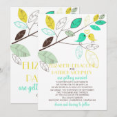 Whimsical Lovebirds Wedding Kaart (Voorkant / Achterkant)