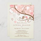 Whimsical Lovebirds Wedding Kaart (Voorkant / Achterkant)