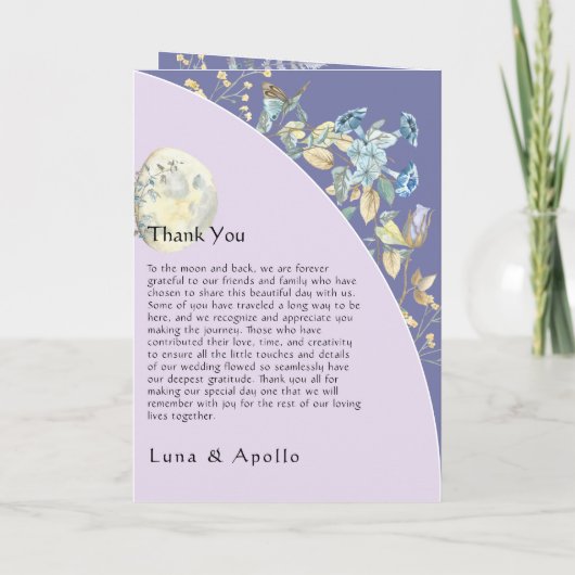 Whimsical Lune violet programme de mariage plié (Dos)