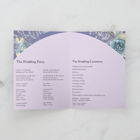 Whimsical Lune violet programme de mariage plié (Intérieur)
