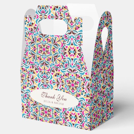 Whimsical Luxe Ivoor Bloemen Stijl Border Wedding Bedankdoosjes (Geopend)